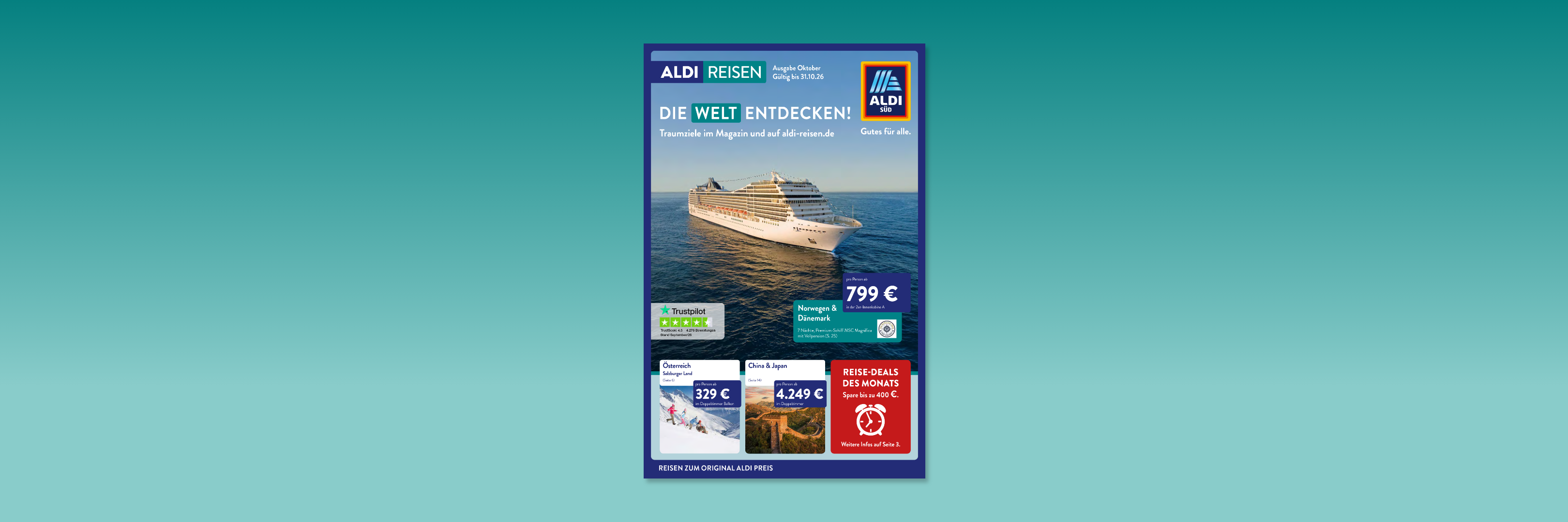 Aldi Reisen Kreuzfahrtschiff auf See