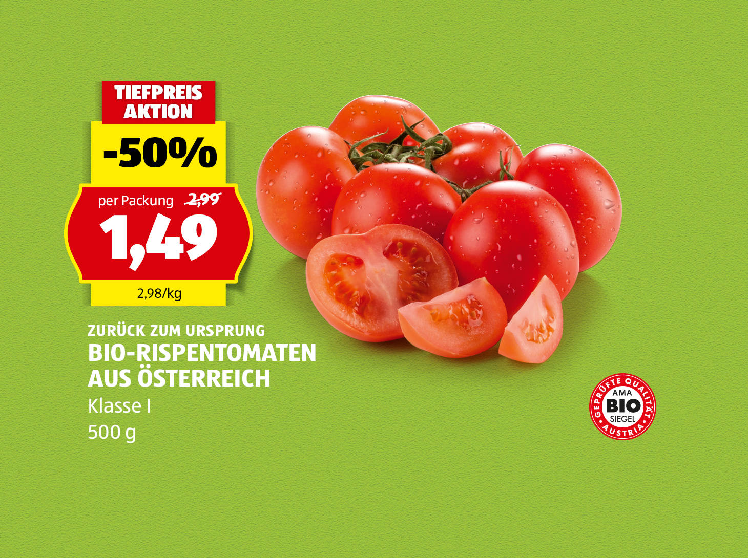 Hofer Marktplatz Bio-Rispentomaten aus Österreich, € 1,49
