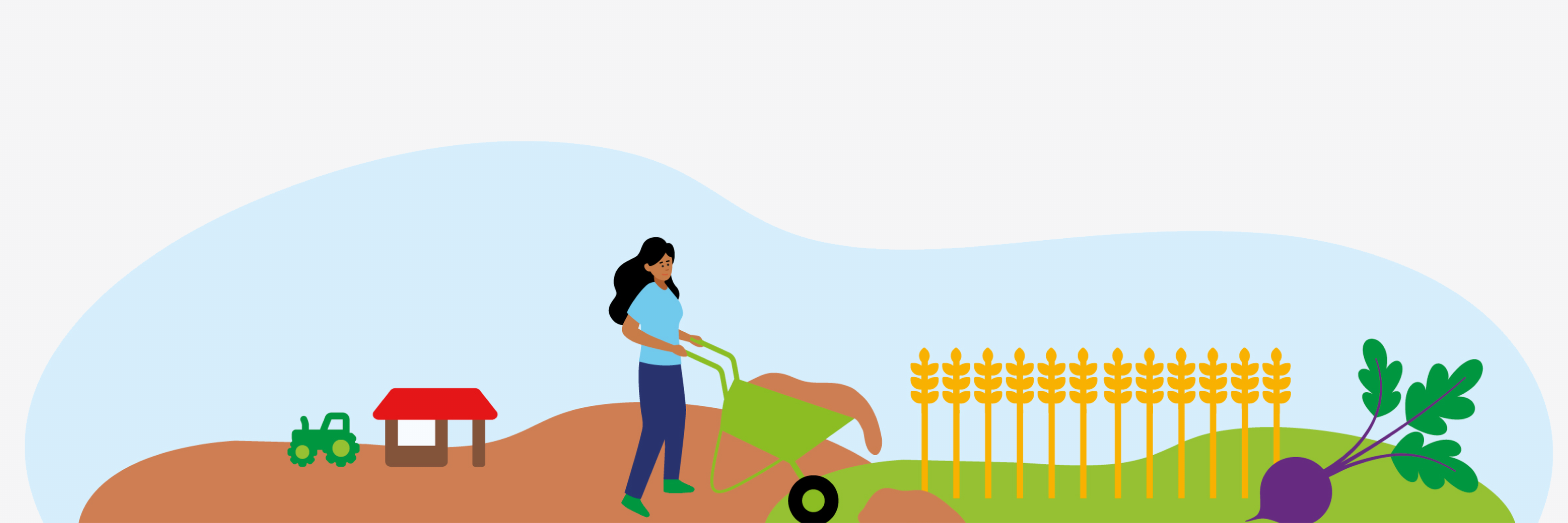 Grafik einer Landwirtin bei der Arbeit.