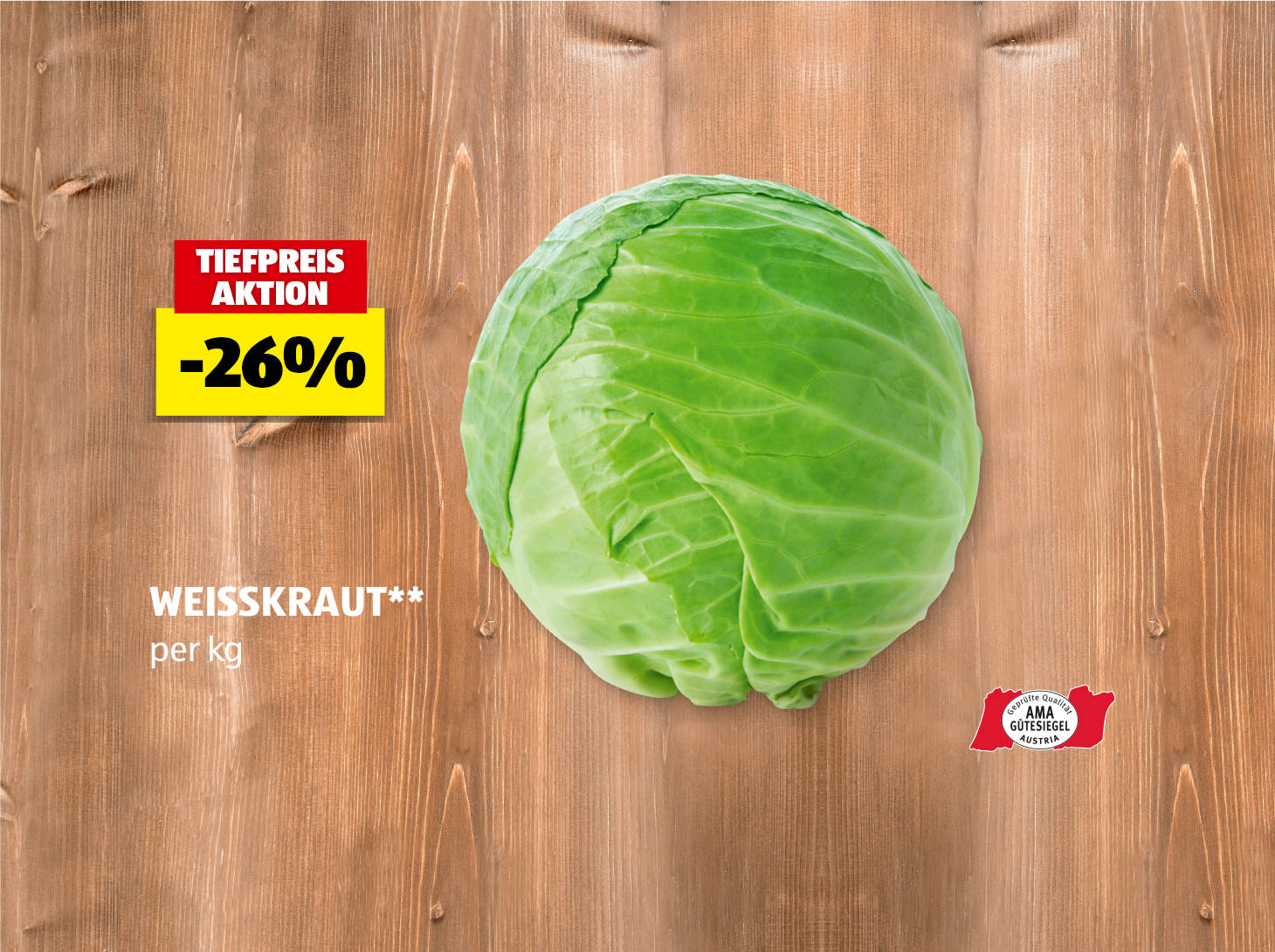 Weisskraut, per kg, -26% preisgesenkt gegenüber dem am 22.10. gültigen Verkaufspreis