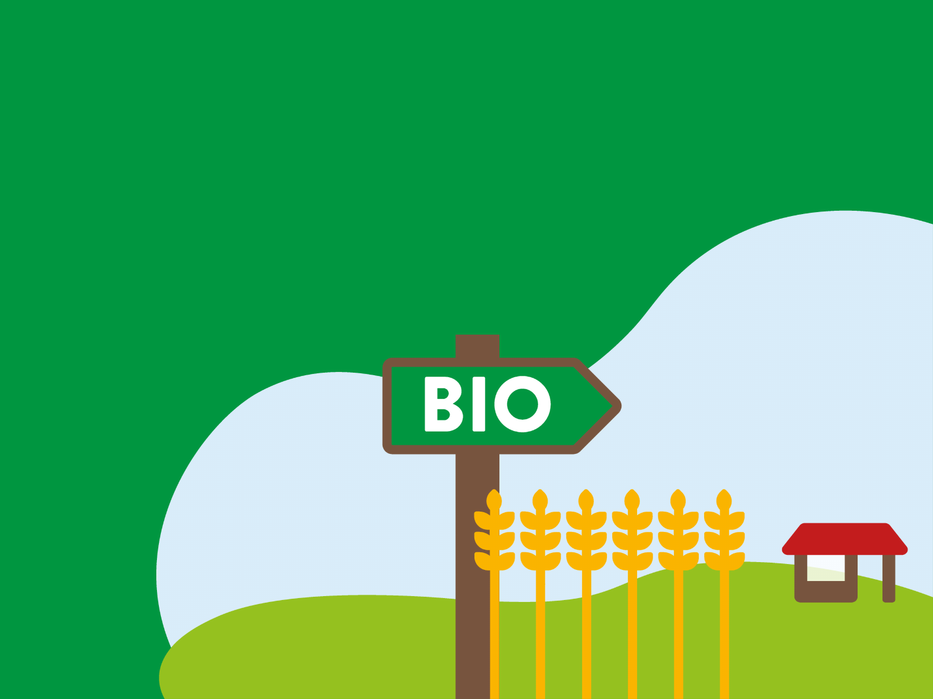 Grafik von einem Bioschild das zu einem Haus zeigt.